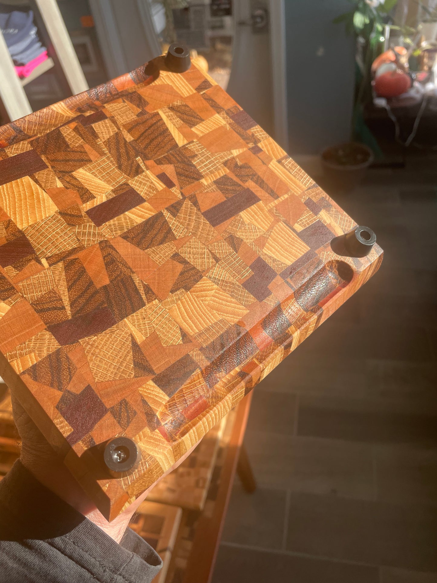 End grain chaos pattern cutting board 7x7x1"