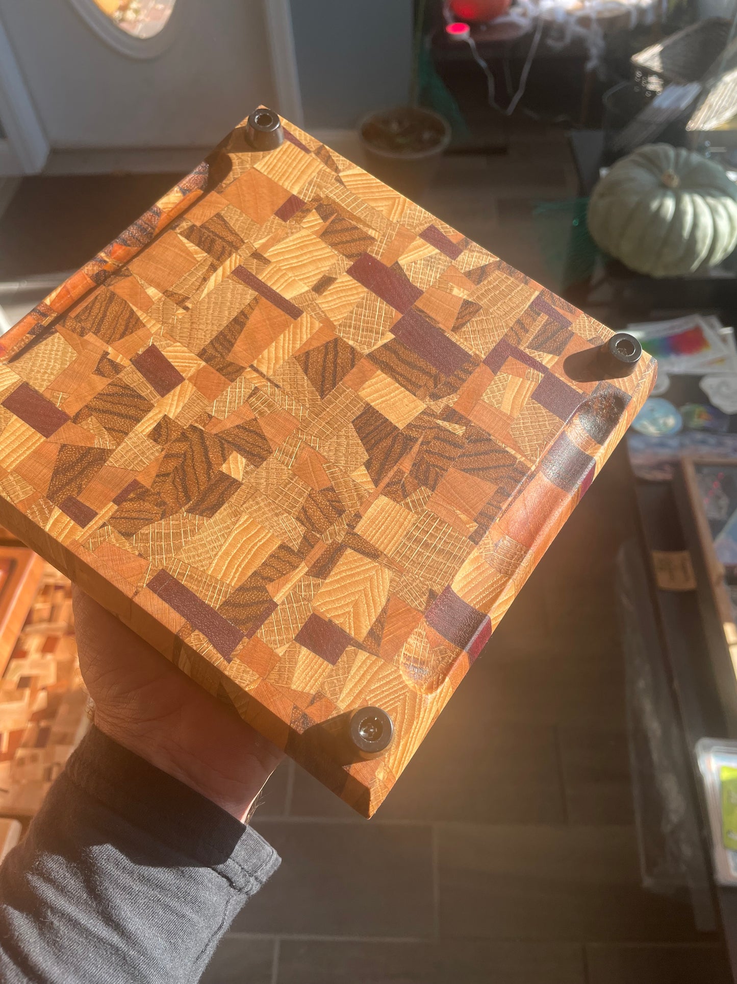 End grain chaos pattern cutting board 7x7x1"