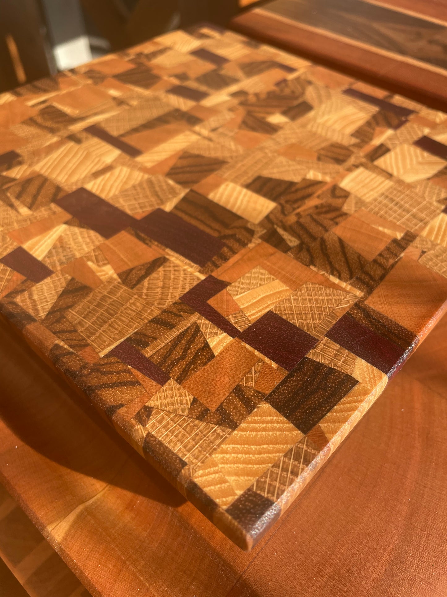 End grain chaos pattern cutting board 7x7x1"